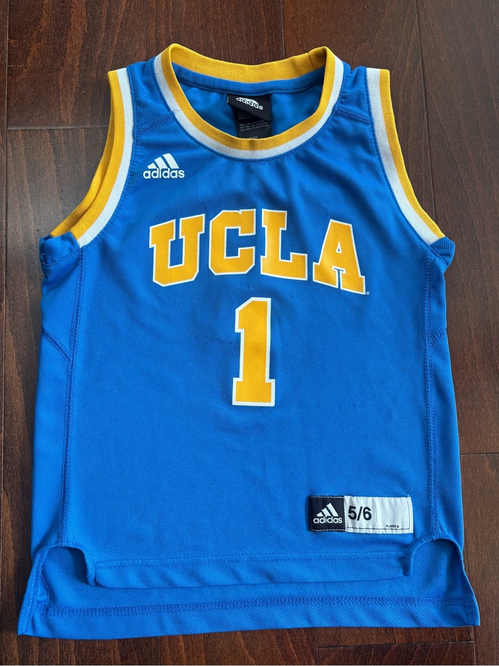 Adidas UCLA Bruins Basketball Jersey, Blue and Yellow, Kids Size M (5-6)